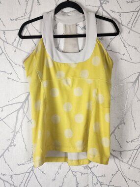 Lululemon Yellow Polkadot Luon Scoop Neck Tank